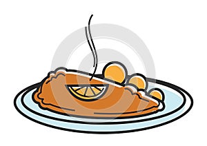 Austria Wiener Schnitzel cutlet Austrian tourism travel landmark famous dish vector icon