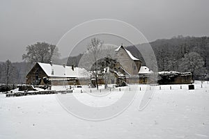 Austria, monastery in winter landscape photo