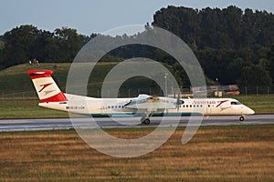 Austrian Airlines plane taxiing on Vienna Airport VIE