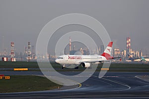 Austrian Airlines plane taxiing on Vienna Airport VIE