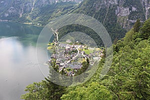 Austrian alp village by a lake