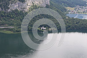 Austrian alp village by a lake