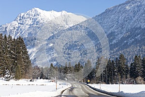 Austrian, Alpine road in winter scenery