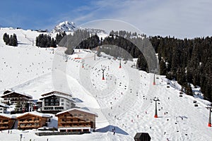 Austrian Alpine Ski Piste at winter