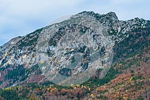 Austrian alps, Green meadows, alpine cottages and mountain peaks