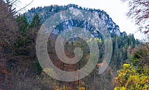 Austrian alps, Green meadows, alpine cottages and mountain peaks