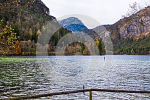 Austrian alps, Green meadows, alpine cottages and mountain peaks