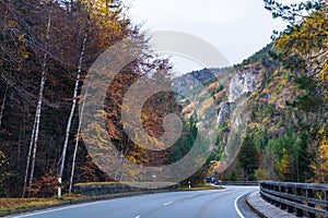 Austrian alps, Green meadows, alpine cottages and mountain peaks