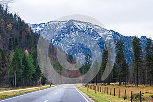 Austrian alps, Green meadows, alpine cottages and mountain peaks