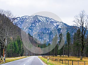 Austrian alps, Green meadows, alpine cottages and mountain peaks