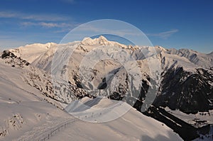 Austrian Alps: Panoramic mountain view of the Grossglockner Snow