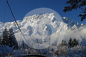 The Austrian Alps peaks in the snow