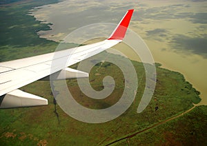 Austrian big lake seen from a plane