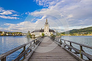 Austrian castle situated in the Traunsee lake