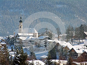 Austrian Church in Alpine Scene