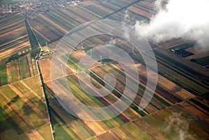 Austrian cultivated land seen from a plane