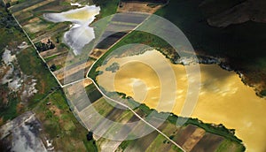 Austrian land and lake seen from a plane