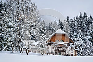 Austrian house in the snow