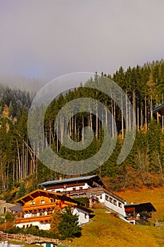 Austrian Houses in Mountains