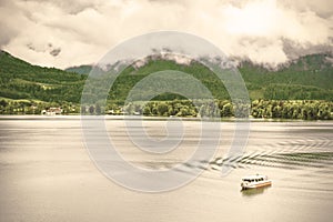 Austrian landscape with passenger ferry