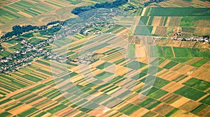 Austrian cultivated land seen from a plane photo