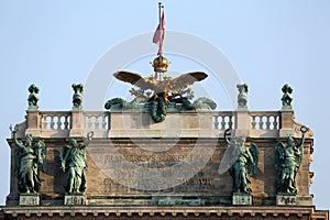 Austrian National Library and the Hofburg Congress Center on Heldenplatz in Hofburg. Vienna