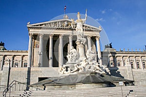 Austrian Parliament and Athena Fountain, Vienna