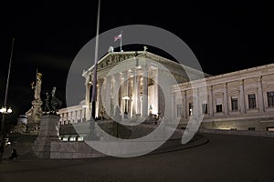 Austrian parliament at night