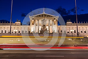 Austrian Parliament at Night