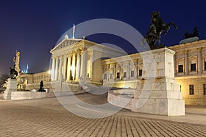 Austrian Parliament in Vienna at night