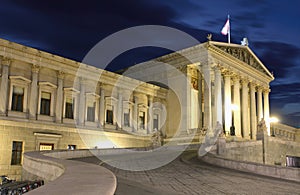 Austrian Parliament in Vienna at night