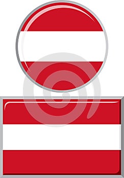 Austrian round and square icon flag. Vector