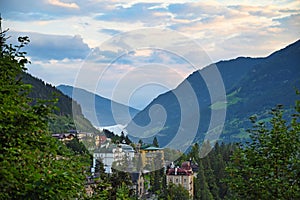 Austrian ski and spa resort Bad Gastein landscape in the morning