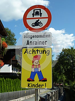 Austrian street crossing sign Attention Children