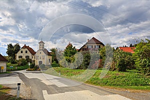 Austrian village Perndorf in the fall. Styria, Austria.