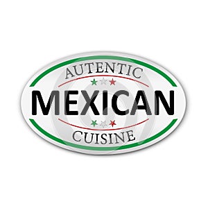 Autentic Mexican Cuisine White sticker on white background. Paper Banner Vector illustration.