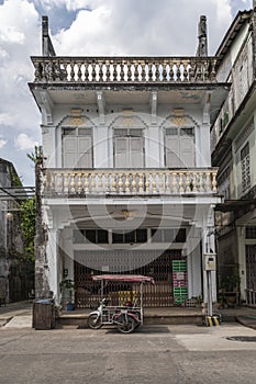 Authentic architecture of Thailand. Sino-Portuguese style building in the old town of Takua Pa Thailand, Phang Nga March
