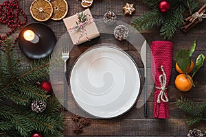 Authentic Christmas Table Setting, Top View