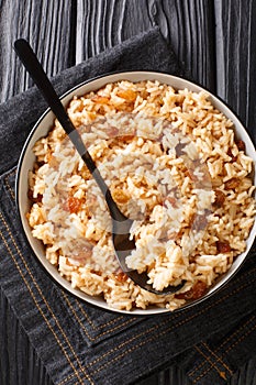 Authentic Colombian Arroz Con Coco Coconut Rice is a classic dish native to the Carribean coastal regions of Colombia close up in photo