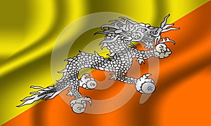 Authentic colorful Bhutan flag