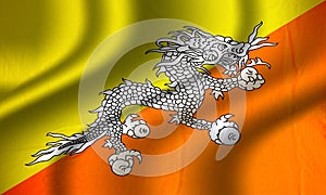 Authentic colorful Bhutan flag