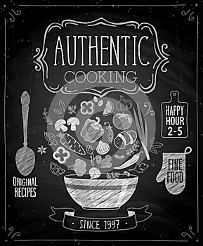 Authentic cooking poster - chalkboard style. photo