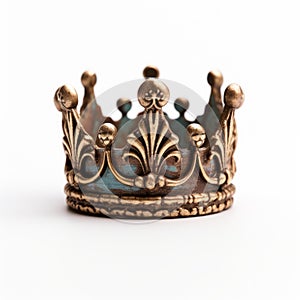 Authentic Dark Cyan And Bronze Crown Ring With Beautiful Details