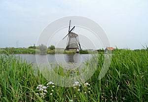 Authentic Dutch Windmill at Kinderdijk Windmill Complex