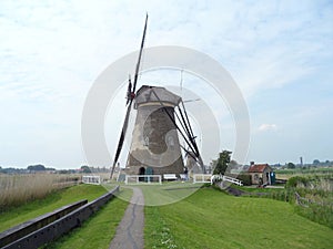 The Authentic Dutch Windmill at Kinderdijk Windmill Complex, South Holland