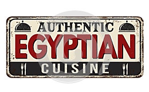 Authentic egyptian cuisine vintage rusty metal sign