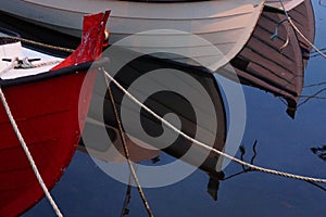 Faeroe boats and reflection photo