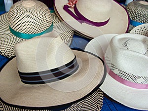 Authentic handmade straw Panama Hats, Ecuador photo