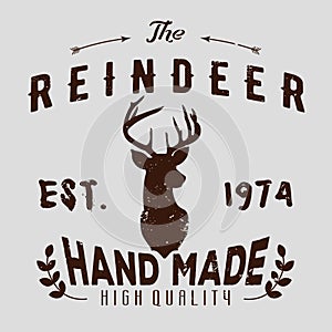 Authentic hipster logotype with reindeer and arrows