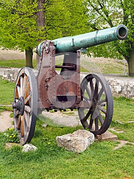 Authentic historical cannon in Trencin, Slovakia